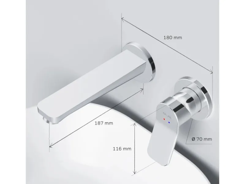 Einhebelmischer<AM.PM Einhebel-Waschtischarmatur Wandmontage X-Joy Wasserhahn Bad, Mischbatterie FXA72600 Chrom