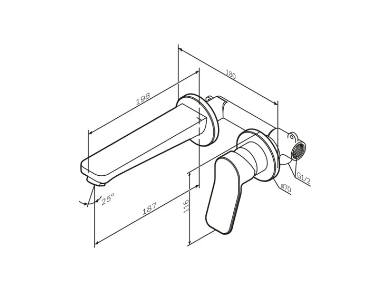 Einhebelmischer<AM.PM Einhebel-Waschtischarmatur Wandmontage X-Joy Wasserhahn Bad, Mischbatterie FXA72600 Chrom