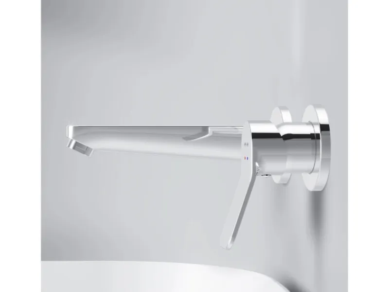 Einhebelmischer<AM.PM Einhebel-Waschtischarmatur Wandmontage X-Joy Wasserhahn Bad, Mischbatterie FXA72600 Chrom
