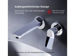 Einhebelmischer<AM.PM Einhebel-Waschtischarmatur Wandmontage X-Joy Wasserhahn Bad, Mischbatterie FXA72600 Chrom