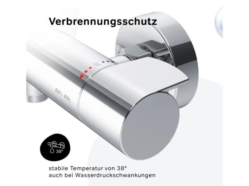 AM.PM Thermostat Duscharmatur X-Joy Brausearmatur aus Messing, Mischbatterie, Duschthermostat FXA40000< Einhebelmischer
