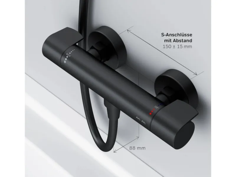 Discount AM.PM Thermostat Duscharmatur X-Joy Brausearmatur aus Messing, Mischbatterie Duschthermostat FXA40022 Schwarz