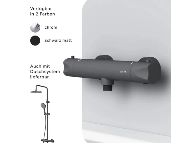 Sale AM.PM Thermostat Duscharmatur Hit Brausearmatur aus Messing, Mischbatterie, Duschthermostat FTA40022 Schwarz