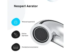 AM.PM Waschtischarmatur Hoch mit Klick-Ablaufgarnitur Spike Wasserhahn Bad, Mischbatterie FPA92200 Chrom< Einhebelmischer