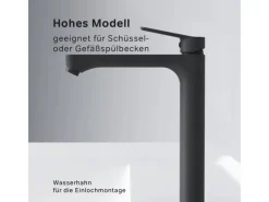 Einhebelmischer<AM.PM Waschtischarmatur Hoch mit Klick-Ablaufgarnitur Hit Wasserhahn Bad, Mischbatterie FTA92222