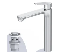 Outlet AM.PM Waschtischarmatur Hoch mit Klick-Ablaufgarnitur Hit Wasserhahn Bad, Mischbatterie FTA92200 Chrom