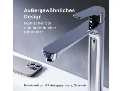 Outlet AM.PM Waschtischarmatur Hoch mit Klick-Ablaufgarnitur Hit Wasserhahn Bad, Mischbatterie FTA92200 Chrom