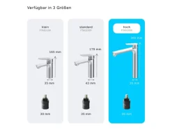 Outlet AM.PM Waschtischarmatur Hoch mit Klick-Ablaufgarnitur Hit Wasserhahn Bad, Mischbatterie FTA92200 Chrom