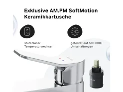 AM.PM Waschtischarmatur Hoch mit Klick-Ablaufgarnitur, Waschbecken Armatur, Mischbatterie FXA92200 X-Joy Chrom< Einhebelmischer