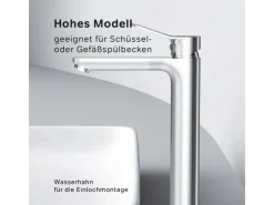 AM.PM Waschtischarmatur Hoch mit Klick-Ablaufgarnitur, Waschbecken Armatur, Mischbatterie FXA92200 X-Joy Chrom< Einhebelmischer