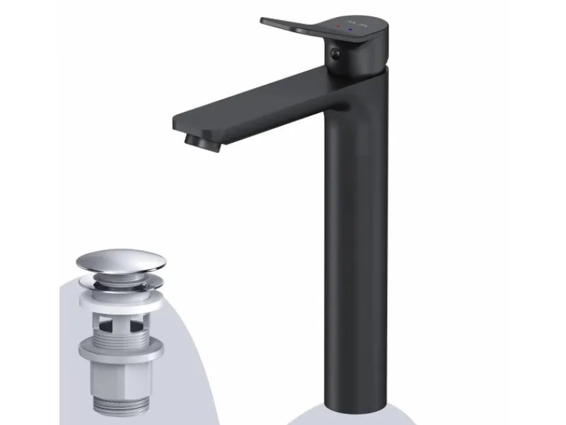 Sale AM.PM Waschtischarmatur Hoch mit Klick-Ablaufgarnitur, Waschbecken Armatur, Mischbatterie FXA92222 X-Joy Schwarz