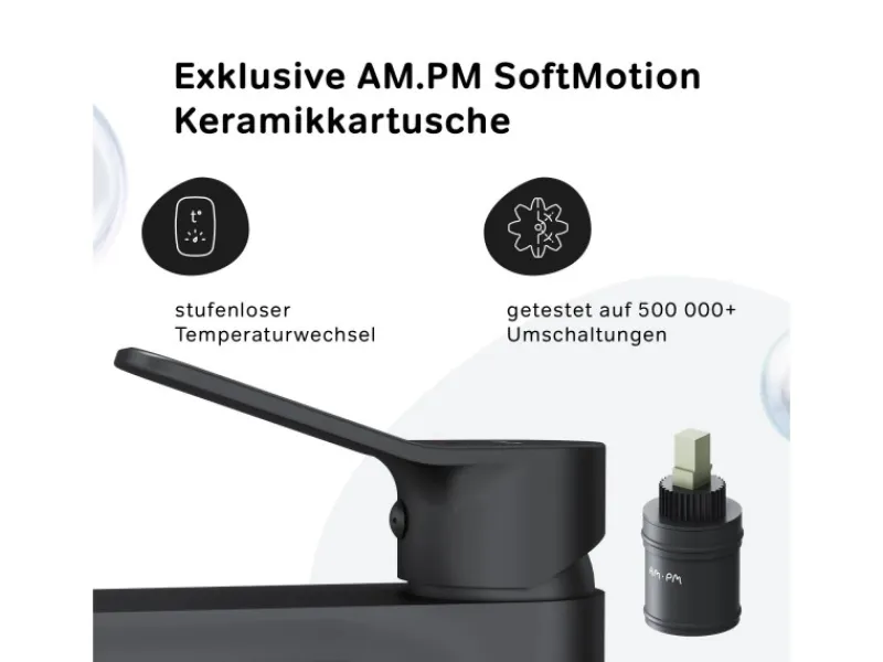 Sale AM.PM Waschtischarmatur Hoch mit Klick-Ablaufgarnitur, Waschbecken Armatur, Mischbatterie FXA92222 X-Joy Schwarz