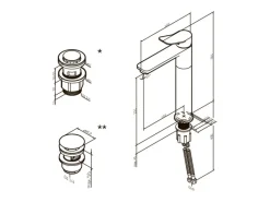 Sale AM.PM Waschtischarmatur Hoch mit Klick-Ablaufgarnitur, Waschbecken Armatur, Mischbatterie FXA92222 X-Joy Schwarz