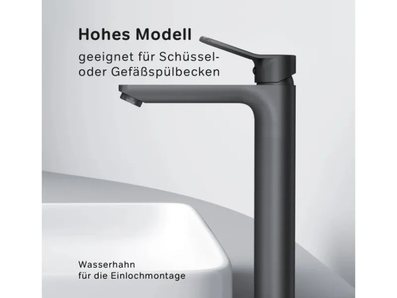 Sale AM.PM Waschtischarmatur Hoch mit Klick-Ablaufgarnitur, Waschbecken Armatur, Mischbatterie FXA92222 X-Joy Schwarz