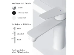 Discount AM.PM Waschtischarmatur mit Klick-Ablaufgarnitur Hit M-Größe, Waschbecken Armatur, Mischbatterie FTA82233 Weiß