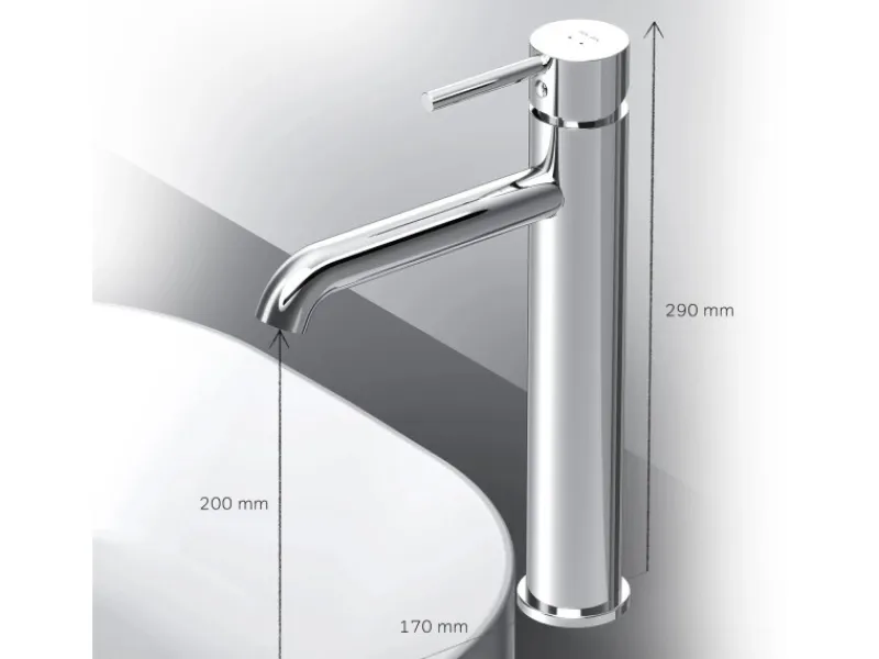 Outlet AM.PM Waschtischarmatur mit hohem Auslauf Spike Wasserhahn Bad aus Messing, Mischbatterie FPA92000 Chrom