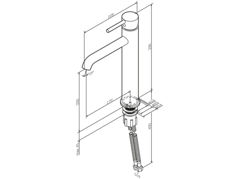Outlet AM.PM Waschtischarmatur mit hohem Auslauf Spike Wasserhahn Bad aus Messing, Mischbatterie FPA92000 Chrom