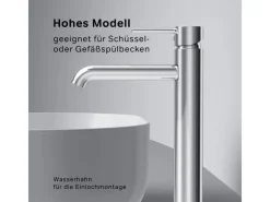 Outlet AM.PM Waschtischarmatur mit hohem Auslauf Spike Wasserhahn Bad aus Messing, Mischbatterie FPA92000 Chrom