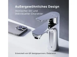 Einhebelmischer<AM.PM Waschtischarmatur mit Klick-Ablaufgarnitur, Waschbecken Armatur, Mischbatterie FTA82100 Hit S-Größe