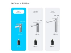 Einhebelmischer<AM.PM Waschtischarmatur mit Klick-Ablaufgarnitur, Waschbecken Armatur, Mischbatterie FTA82100 Hit S-Größe