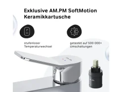 New AM.PM Waschtischarmatur mit Klick-Ablauf, Waschbecken Armatur, Mischbatterie FXA82100 X-Joy Wasserhahn Bad Chrom
