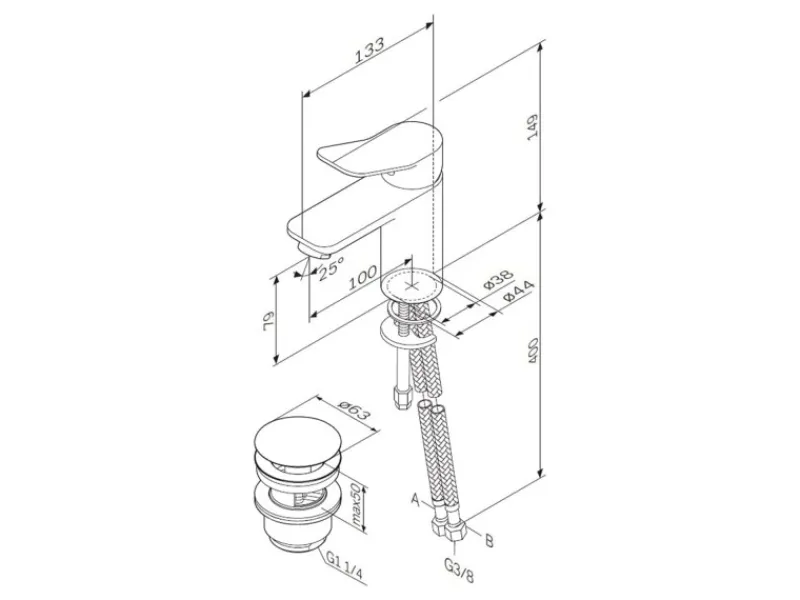 AM.PM Waschtischarmatur mit Klick-Ablaufgarnitur, Waschbecken Armatur, Mischbatterie FXA82133 X-Joy Wasserhahn Bad< Einhebelmischer