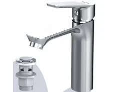 Einhebelmischer|Ersatzteile Küchenarmatur<AM.PM Waschtischarmatur mit Klick-Ablaufgarnitur, Waschbecken Armatur, Mischbatterie FTA82200 Hit M-Größe