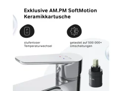 Einhebelmischer|Ersatzteile Küchenarmatur<AM.PM Waschtischarmatur mit Klick-Ablaufgarnitur, Waschbecken Armatur, Mischbatterie FTA82200 Hit M-Größe