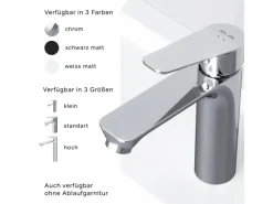 Einhebelmischer|Ersatzteile Küchenarmatur<AM.PM Waschtischarmatur mit Klick-Ablaufgarnitur, Waschbecken Armatur, Mischbatterie FTA82200 Hit M-Größe