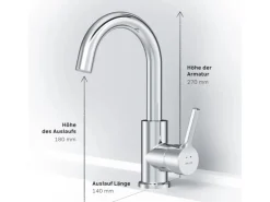 Outlet AM.PM Waschtischarmatur mit drehbarem Auslauf, Wasserhahn Bad, Mischbatterie FXB02700 X-Joy S  Chrom
