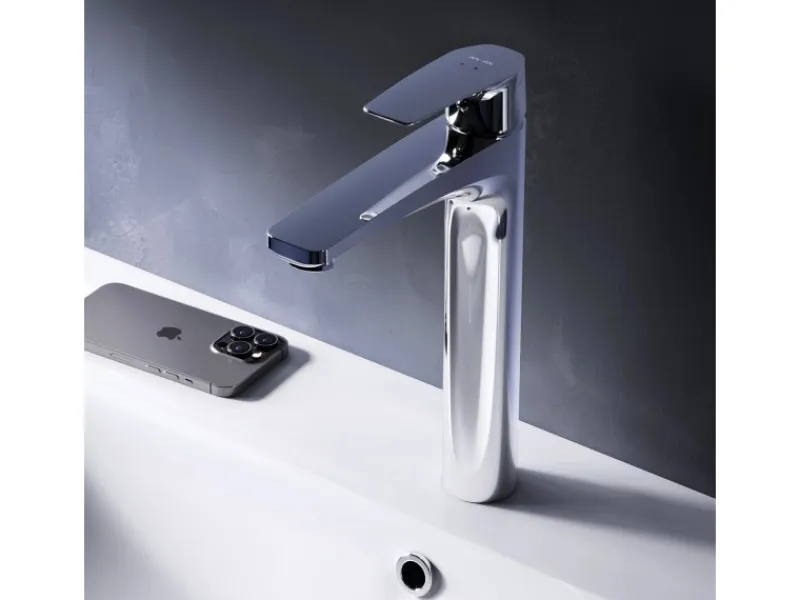 Einhebelmischer<AM.PM Waschtischarmatur mit hohem Auslauf Gem Wasserhahn Bad aus Messing, Mischbatterie FGA92000