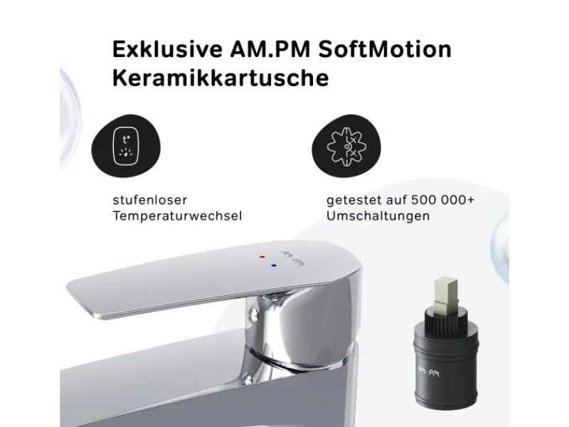 Einhebelmischer<AM.PM Waschtischarmatur mit hohem Auslauf Gem Wasserhahn Bad aus Messing, Mischbatterie FGA92000