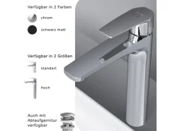 Einhebelmischer<AM.PM Waschtischarmatur mit hohem Auslauf Gem Wasserhahn Bad aus Messing, Mischbatterie FGA92000