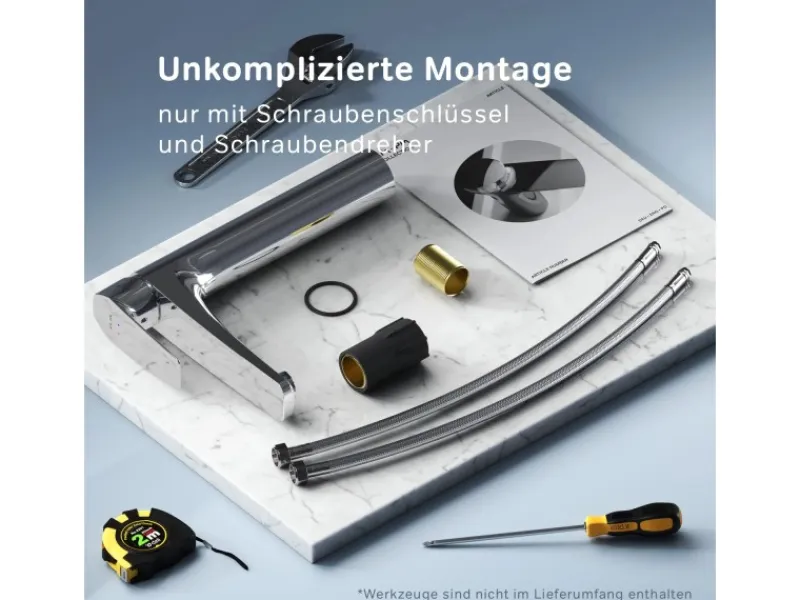 Einhebelmischer<AM.PM Waschtischarmatur mit hohem Auslauf Gem Wasserhahn Bad aus Messing, Mischbatterie FGA92000