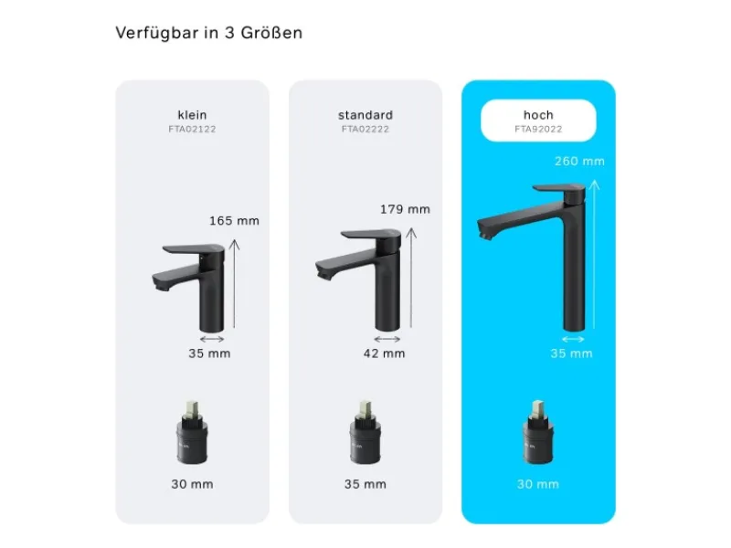 AM.PM Waschtischarmatur mit hohem Auslauf Hit Wasserhahn Bad aus Messing, Mischbatterie FTA92022< Einhebelmischer
