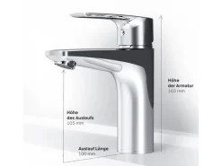 Einhebelmischer<AM.PM Waschtischarmatur mit Klick-Ablaufgarnitur Gem Wasserhahn Bad, Mischbatterie FGA82100 Chrom