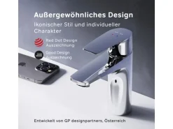 Einhebelmischer<AM.PM Waschtischarmatur mit Klick-Ablaufgarnitur Gem Wasserhahn Bad, Mischbatterie FGA82100 Chrom
