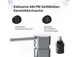 Einhebelmischer<AM.PM Waschtischarmatur mit Klick-Ablaufgarnitur Spike Wasserhahn Bad, Mischbatterie FPA82100 Chrom
