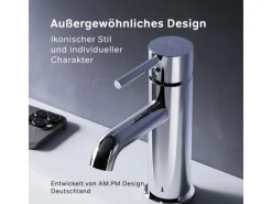 Einhebelmischer<AM.PM Waschtischarmatur mit Klick-Ablaufgarnitur Spike Wasserhahn Bad, Mischbatterie FPA82100 Chrom