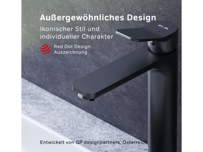Outlet AM.PM Waschtischarmatur mit hohem Auslauf, Waschbecken Armatur, Mischbatterie FXA92022 X-Joy Wasserhahn Bad Schwarz