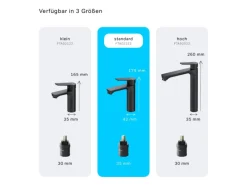 Einhebelmischer<AM.PM Waschtischarmatur mit Klick-Ablaufgarnitur, Waschbecken Armatur, Mischbatterie FTA82222 Hit M-Größe
