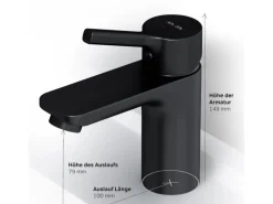 Clearance AM.PM Waschtischarmatur mit Klick-Ablauf, Wasserhahn, Waschbecken Armatur, Mischbatterie FXB82122 X-Joy S Schwarz
