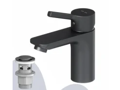 Clearance AM.PM Waschtischarmatur mit Klick-Ablauf, Wasserhahn, Waschbecken Armatur, Mischbatterie FXB82122 X-Joy S Schwarz