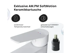 Discount AM.PM Waschtischarmatur mit hohem Auslauf Hit Wasserhahn Bad aus Messing, Mischbatterie FTA92033 Weiß