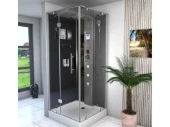 AcquaVapore Einhebelmischer<AquaVapore Dampfdusche Duschtempel Sauna Dusche Duschkabine D38-13L2-EC 90x90 cm