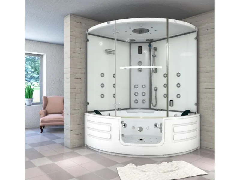 AcquaVapore AquaVapore Dampfdusche Whirlpool Dusche Duschkabine K70-WS-EH-EC 150x150cm< Einhebelmischer