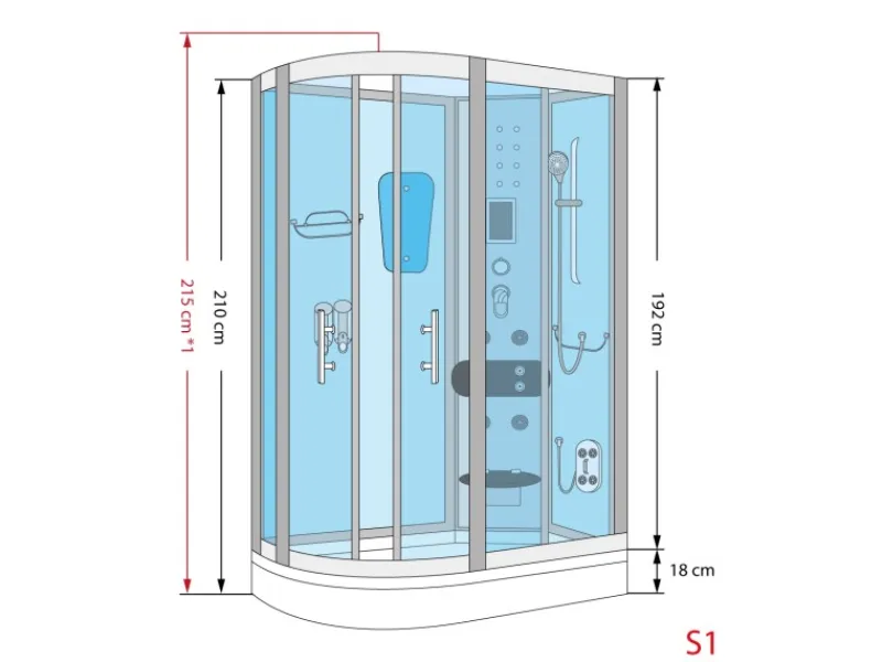 AcquaVapore AquaVapore Dusche Duschkabine D60-73M2L Duschtempel Sauna 120x80 cm< Einhebelmischer