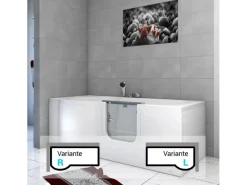 AcquaVapore AquaVapore Seniorenwanne mit Tür Whirlpool S12-EH-WP-L Badewanne 170x85cm< Einhebelmischer