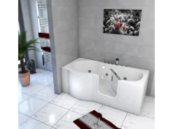 AcquaVapore AquaVapore Seniorenwanne mit Tür Whirlpool S12-TH-WP-R Badewanne 85x170cm< Einhebelmischer