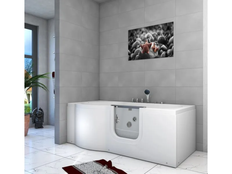AcquaVapore AquaVapore Seniorenwanne mit Tür Whirlpool S12-TH-WP-R Badewanne 85x170cm< Einhebelmischer